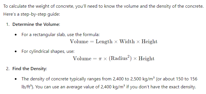Concrete Weight Calculator